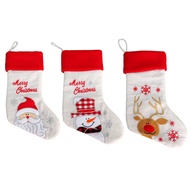 KY🎁Santa Claus Socks 43cmChristmas stockings Linen Embroidery Christmas Stockings Christmas Socks Gift Bag WMZB