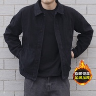 Work Wear Denim Jacket Men Black Construction Site Construction Work Overalls Autumn Winter Fleece L