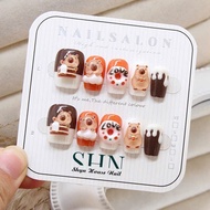 Cute Capybara Nailbox, Cute Cartoon Nails, Cute Short Nailbox TK014, Shyn House Nail Short Square Fa