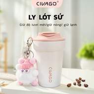 Thermal Coffee Cup, CIVAGO, With Spill-Proof Lid, High Quality 304 Stainless Steel, Capacity 380ml, 