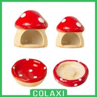 [Colaxi] Ceramic Hamster House Mushroom Shaped Hamster Hideout Food Feeding Bowl for Ferret