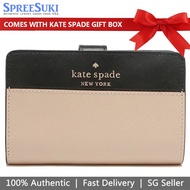Kate Spade Wallet In Gift Box Medium Wallet Staci Colorblock Medium Compact Bifold Wallet Warm Beige # WLR00124