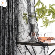 EZ Ins Langsir Lace Hitam White Black Lace Curtain Window Screening Curtains Langsir Sheer Murah Liv