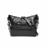 CHANEL GABRIELLE流浪中號黑色牛皮27開金銀扣肩背包