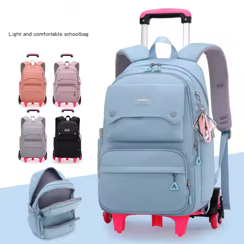 NEW Student School bag Rolling Backpack kids Trolley bag girl school backpack wheeled bag Multifunct