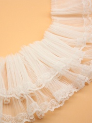 Double Layer Pressed ลูกไม้ DIY เสื้อผ้าอุปกรณ์ตกแต่ง พลีท สุทธิ กระโปรง Hem ผ้ากว้าง 9 ซม.ประดับ