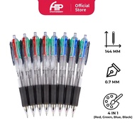 Deli O&Q Multicolor Ballpoint Pen 0.7mm Comfort Design 4 Color In 1 Pen Smooth Writing School Office