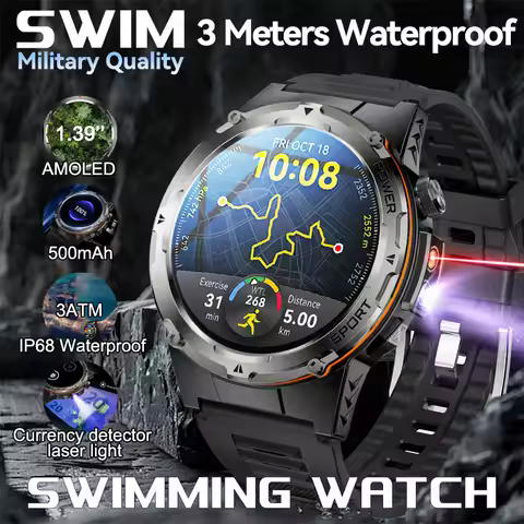 2026 NEW 3ATM Waterproof Military Smartwatch Outdoor Sports Fitness Tracker Health Monitor BT Call N