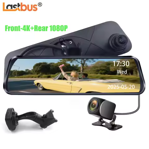 Lastbus 9.66" Car Rear View Mirror Monitor With No1 Bracket Front 4K Dash Cam Dual Camera Car 1080P 