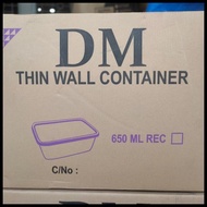 1 Dus Thinwall Dm 650Ml Food Container Persegi Panjang Food Grade