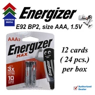 Energizer Max Alkaline size AAA Battery E92 BP2 (12 crds/ 24 pcs per BOX)