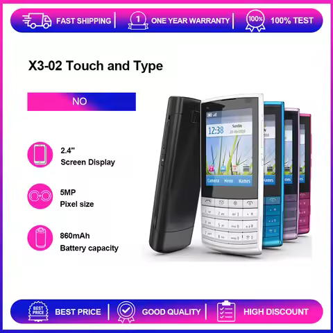 Refurbished Unlocked X3-02 Touch and Type 5MP 860mAh 2.4 inches 3G Network Phone Russian Arabic Hebr