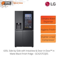 LG 635L Side-by-Side Fridge Refrigerator with InstaView &amp; Door-in-Door™ in Matte Black Finish Fridge - GCX257CQES