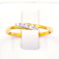 Happy Jewelry แหวนเพชรของแท้ แหวนแถวพริ้วๆ ทองแท้ 9k 37.5% แหวนเพชรผู้หญิง ME515