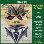 RAPIDO Coverset Yamaha Nvx V1 Aerox-155 Batman (28) Purple Red Body Cover Set (Sticker Tanam)