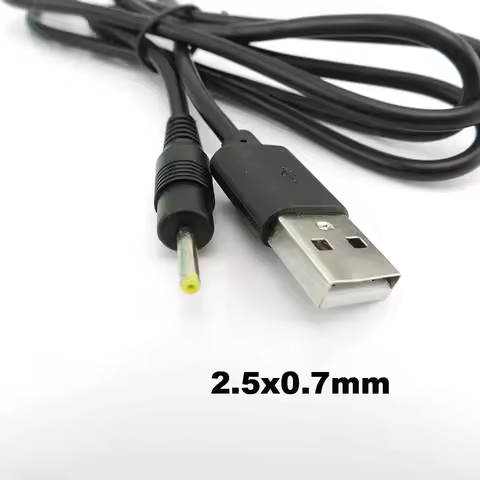 Black DC Power Cable Plug USB To DC 2.5*0.7mm 2.5mm 0.7mm Jack Charging Cable 0.5M 1M 2M