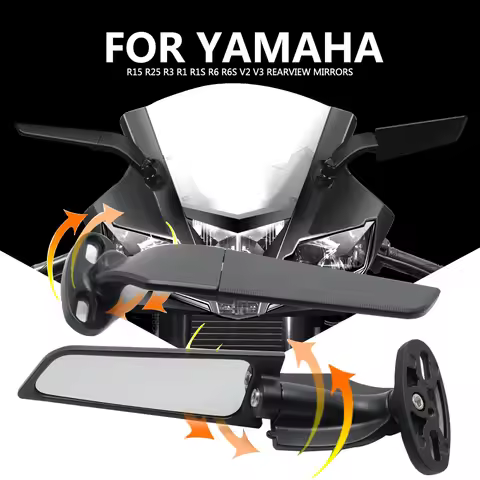 R25 R3 Mirror Motorcycle Side Mirrors Adjustable Rearview Mirror Rotating For YAMAHA R25 R3 2014-202