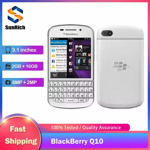 Original Blackberry Q10 4G LTE Mobile Phone 2GB+16GB 3.1" 8MP+2MP 1080p@30fps QWERTY Keyboard Snapdr