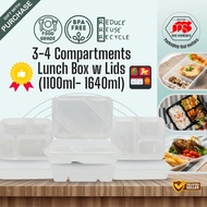 {MSV} 3-4 Compartments Lunch Box Microwavable Plastic Takeaway Anti Leak MS 1200TC 1200TS 1200QC 130