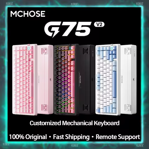 MCHOSE G75 V2 Mechanical Keyboard Support Windows macOS 10000mAh RGB BT 2.4G Wireless Support Web Dr