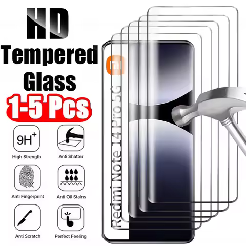 1-5Pcs 9D Curved Tempered Glass For Xiaomi Redmi Note 14 Pro 5G Screen Protector Redmi Note14Pro 4G 