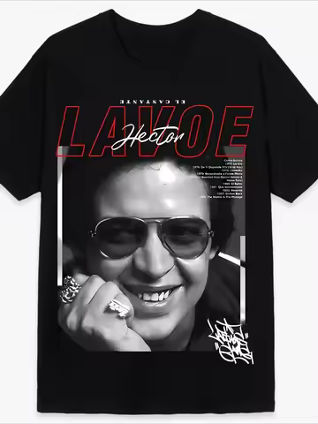 Men's T-shirt - Hector Lavoe Print - Fashion Casual Round Neck Short Sleeved T-shirt