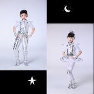 7C211 Children's Clothing Robot Set Space Suit Alien Costume Children Silver