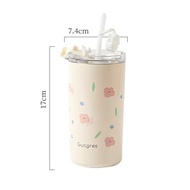 Cherry blossom Tumbler Thermos Portable Coffee Cup 480ml Stainless Steel 316 Vacuum Insulated Hot and Cold Water Bottle With Straw