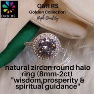 O&R RS natural zircon round halo ring(8mm-2ct)