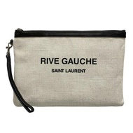 Yves Saint Laurent YSL Paris Laula Gorsch Clutch Handbag Pouch leather black White Direct from Japan