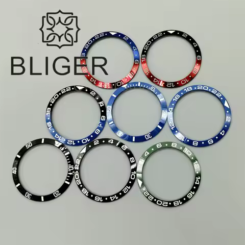 BLIGER 34mm/35mm Diameter Watch Bezel Super Vintage Bat/Man Blue Red Insert C3 Green Luminous Fit 36