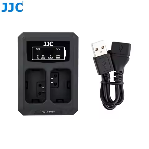 JJC USB Dual Battery Charger for Sony ZV-E10 A6400 RX1RIII A7R II Sony NP-FW50 Battery Dual Battery 