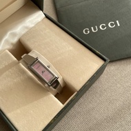 Gucci 粉嫩珠貝面1500L 長方造型 鋼製手鐲錶 有原廠盒子 正常走時