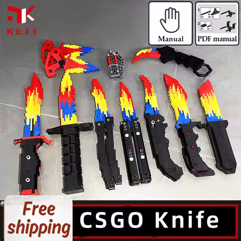 CSGO Military Karambit Butterfly Knife Hunter Dagger Weapon Building Blocks Bricks DIY Toys for Chil