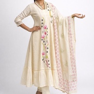 Aavya Linen Cotton A line Kurti pants and dupatta M to 2XL