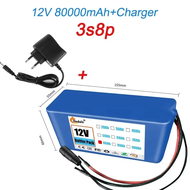 12V 50Ah 18650 Lithium Battery Pack 3S5P Rechargeable Battery with BMS 12.6v Charger for Fishing Bic
