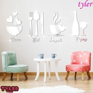 TYLER Kitchen Acrylic Sticker, Fork DIY Mirror Wall Sticker, Multipurpose Acrylic Bowl Mirror 3D Tableware Decal Restaurant