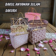 L SIZE RAGA BAKUL 5.5inc x 12inc x 9inc SULAM SAKURA PRE ORDER HANDLES WITH (HOSE @ RATTAN ROTAN) #R