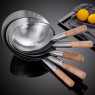 KWS Traditional Silver Classic Cooking Wok Carbon Steel Wok with Handle (Round Bottom) Kuali Wok Kla