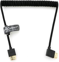 AConnect 8K Coiled HDMI Cable, 8K@60Hz 4K@120Hz 48Gbps HDMI 2.1 Cable, Ultra High-Speed Braided Coiled Cable 18~28" for Atomos Ninja V|Portkeys BM5 Monitor (Straight to Left Angle)
