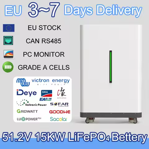 LiFePO4 48V 300Ah 15KW Battery 51.2V 100AH 5KW 600Ah 30KW Bluetooth 16S 200A BMS CAN RS485 10000+ Cy