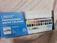 UMAE PROFESSIONAL  WATER COLOURS  Extra Fine Transparent Water Colours 24支  專家級水彩  奧馬24色專業級(塊狀)水彩