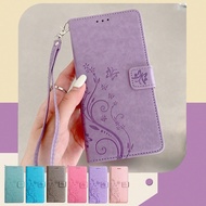 Iphone 16 1pc Purple Butterfly Embossed Card Holder Flip Cover With Leather Strap Phone Case Compati