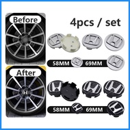 ◵ ◊☜ 4Pcs/set 58、69 MM Car Wheel Center Hub Caps 3D Honda Logo Badge Emblems for CRV Civic Accord P