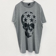 古著 COOLCAT 短袖印花 T 卹，骷髏頭和交叉骨圖案，復古設計，圓領，XXL 碼