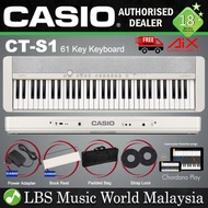 Casio CT-S1 61 Key Portable Bluetooth Digital Keyboard Electronic Music Piano - White (CTS1 CT S1)