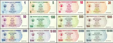 2006-2009 ZIMBABWE 1-100000 dollar Original Notes UNC