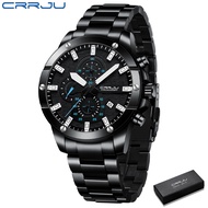CRRJU Jam Tangan Pria Original Fashion Kalender Quartz Business Waterproof Casual Watch Jam Bercahay