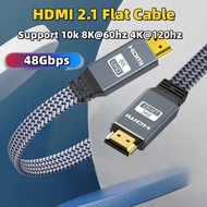 8K HDMI Flat Cable 48Gbps High Speed 8K60 4K120 144Hz Braided HDMI 2.1 Cord 3D eARC HDCP 2.2&amp;2.3 Compatible with Roku TV/PS5