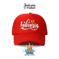 Indonesian Independence Day Screen Printed Children's Hats/Children's Trucker Hats for Happy Birthda